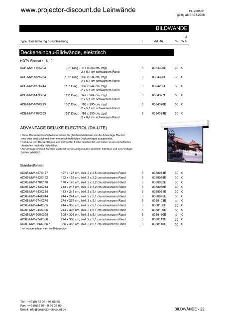 COMM-TEC Leinwand 2008_01 05 2008 - Projector Discount