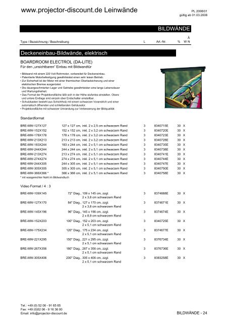 COMM-TEC Leinwand 2008_01 05 2008 - Projector Discount