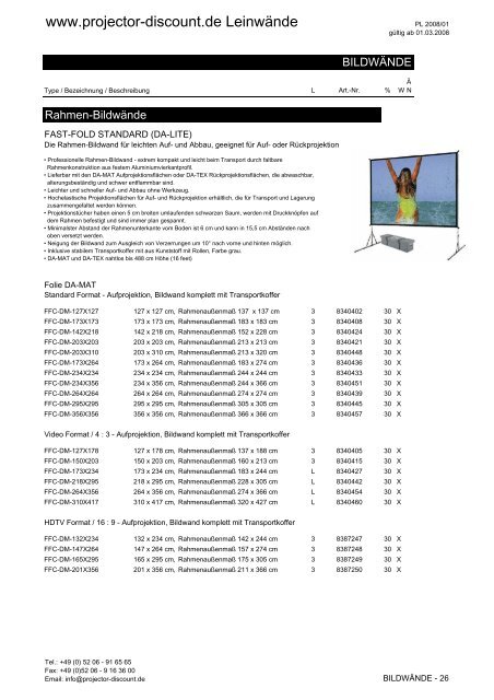 COMM-TEC Leinwand 2008_01 05 2008 - Projector Discount