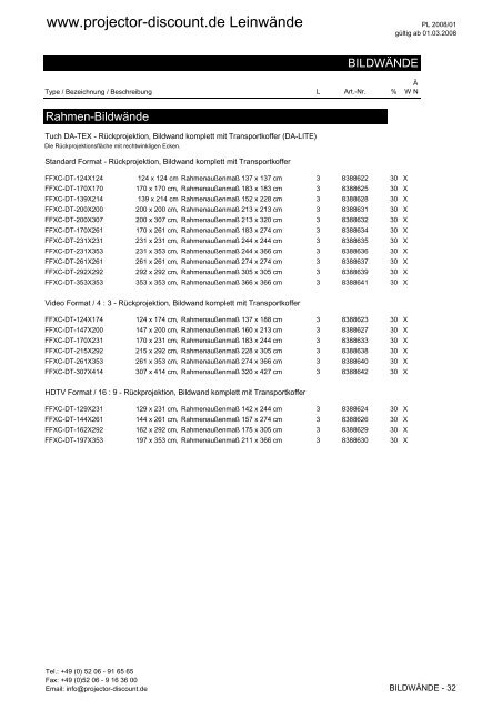 COMM-TEC Leinwand 2008_01 05 2008 - Projector Discount