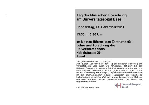 Tag der klinischen Forschung am Universitätsspital Basel