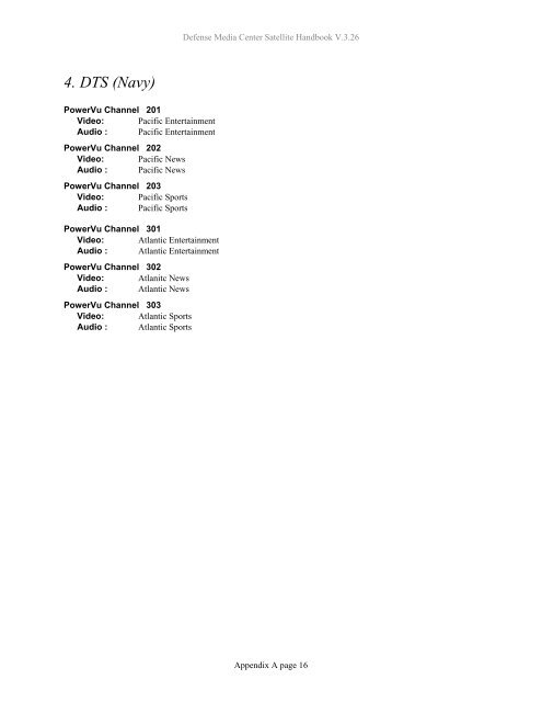 AFRTS Defense Media Center Satellite Handbook