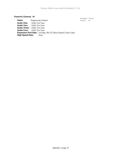 AFRTS Defense Media Center Satellite Handbook