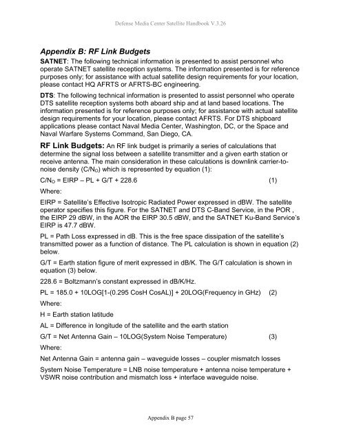 AFRTS Defense Media Center Satellite Handbook