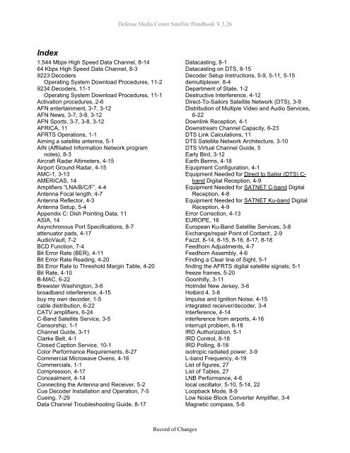 AFRTS Defense Media Center Satellite Handbook