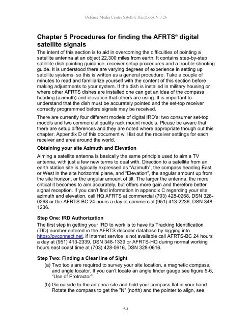 AFRTS Defense Media Center Satellite Handbook