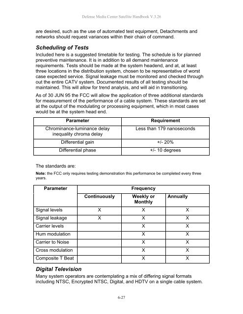 AFRTS Defense Media Center Satellite Handbook