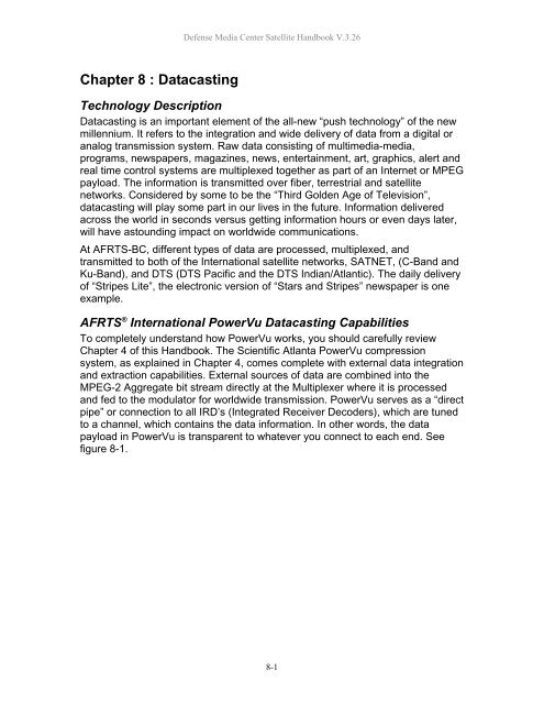 AFRTS Defense Media Center Satellite Handbook