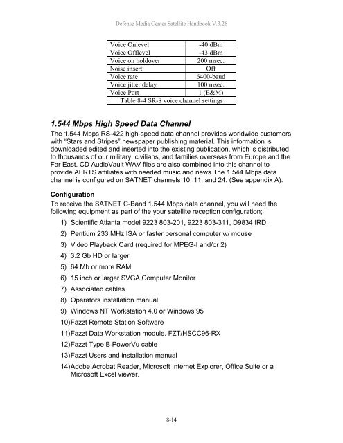 AFRTS Defense Media Center Satellite Handbook