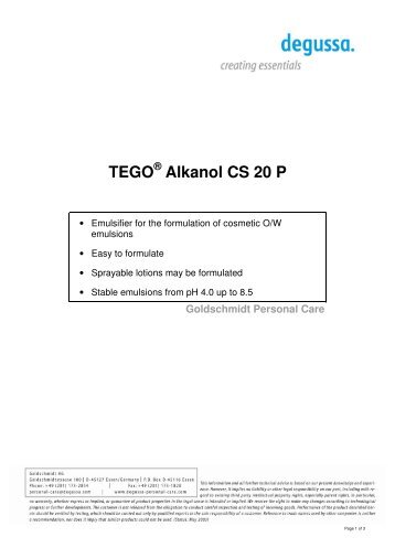 TEGO Alkanol CS 20 P_e - Quetzal Quimica