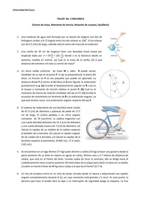 TALLER No. 3 MECANICA - Universidad del Cauca