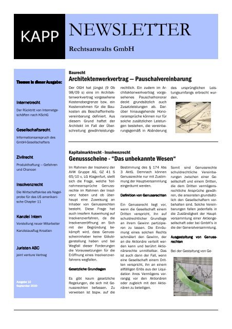 10. Ausgabe End.pub - KAPP Rechtsanwalts GmbH