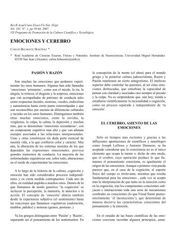 emociones y cerebro - Real Academia de Ciencias Exactas, FÃƒÂ­sicas ...