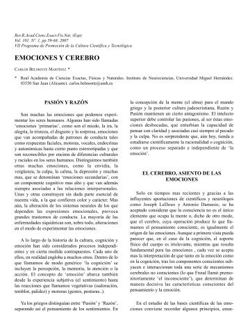 emociones y cerebro - Real Academia de Ciencias Exactas, FÃƒÂ­sicas ...