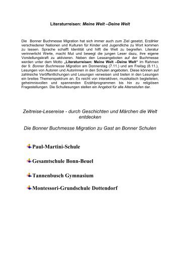 BBM in Bonner Schulen - Bonner Buchmesse Migration