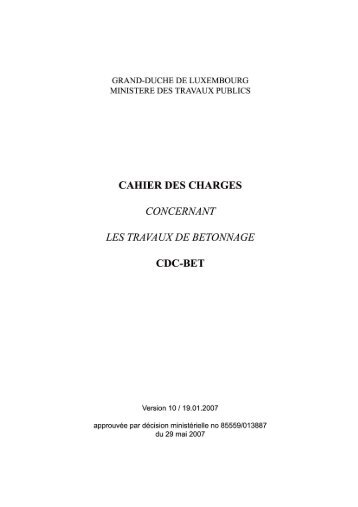 Cahier des charges CDC-BET - Travaux de bÃ©tonnage