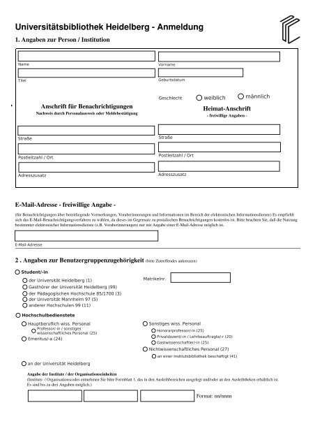 Anmeldeformular - UniversitÃ¤tsbibliothek Heidelberg