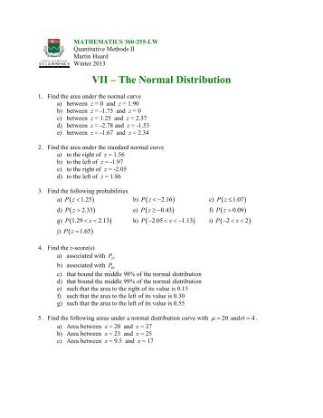 VII - The Normal Distribution - SLC Home Page