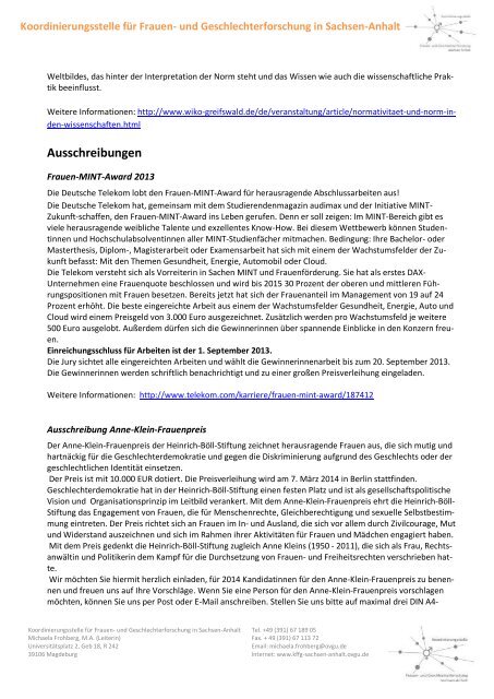 August 2013 - und Geschlechterforschung in Sachsen-Anhalt - Otto ...