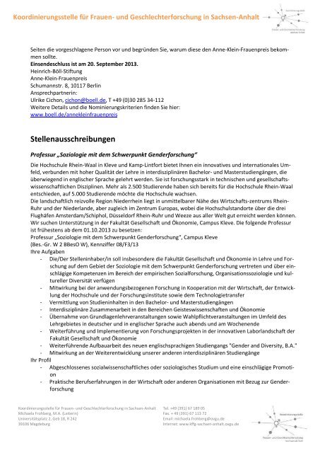 August 2013 - und Geschlechterforschung in Sachsen-Anhalt - Otto ...