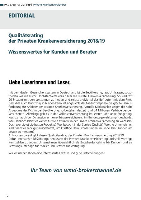 Qualitätsrating der Privaten Krankenversicherung 2018/19