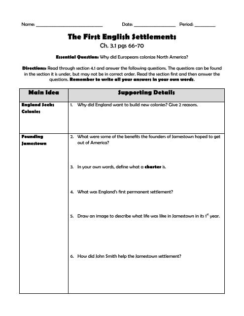 Ch 3.1 Reading Guide