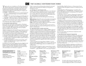 TRF Global Contribution Form - Rotary International District 3310