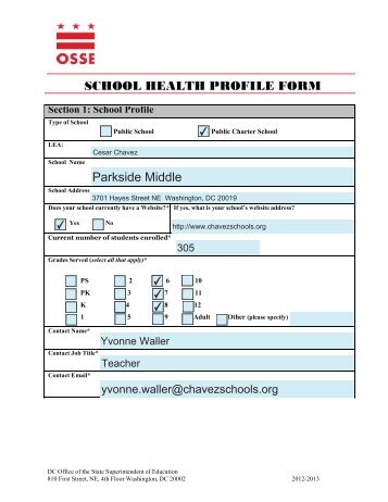 SCHOOL HEALTH PROFILE FORM - osse