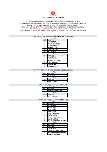 Trakya BÃ¶lge MÃ¼dÃ¼rlÃ¼ÄÃ¼ 23-24 MayÄ±s 2013 Tarihlerinde ... - TPAO