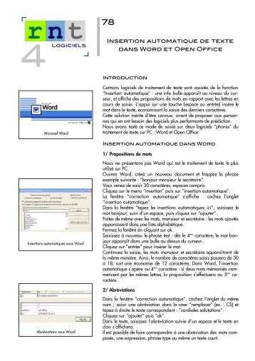 Insertion automatique de texte dans Word et ... - Moteurline - APF