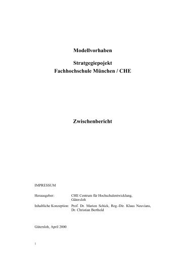 Modellvorhaben Stratgegiepojekt Fachhochschule München / CHE ...