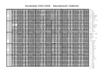 Stundenplan 2005/2006 Sekundarstufe I Zollikofen
