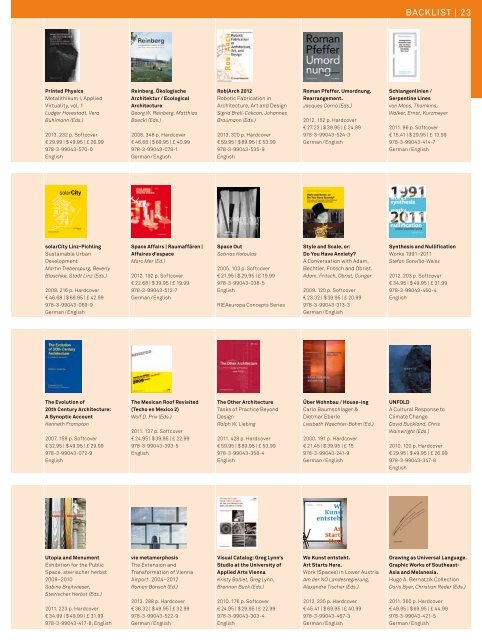 Architecture, Art & Culture - Ambra Verlag