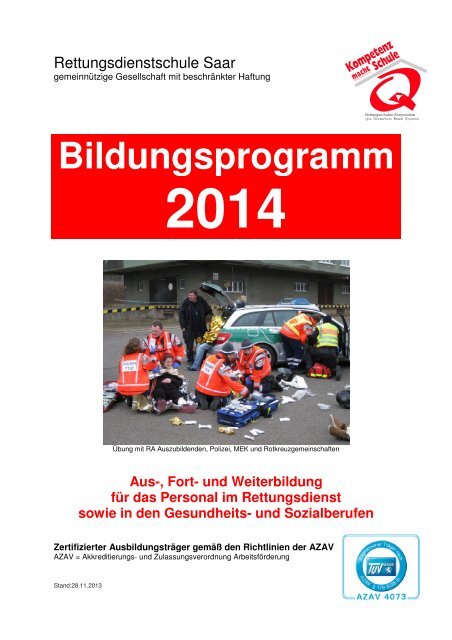 Bildungsprogramm der Rettungsdienstschule Saar 2014