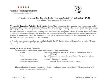 Transition Checklist for Students who use AT - University of ...