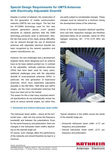 Special Design Requirements for UMTS-Antennas with Electrically ...