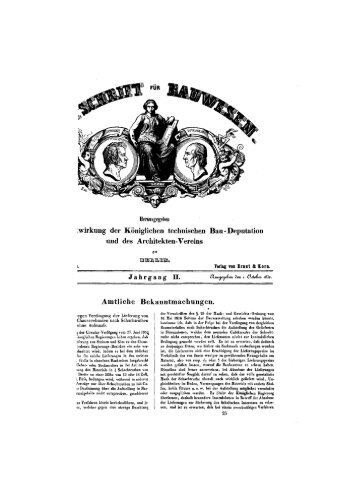 11. Zeitschrift fÃ¼r Bauwesen II. 1852, H. IX/X= Sp. 361-450