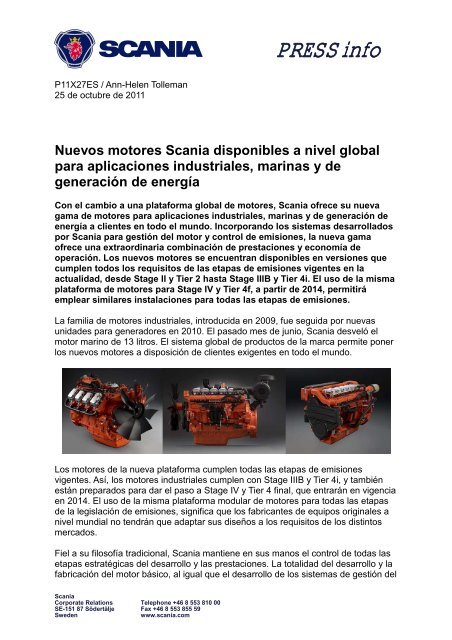 Nuevos motores Scania disponibles a nivel global para ...