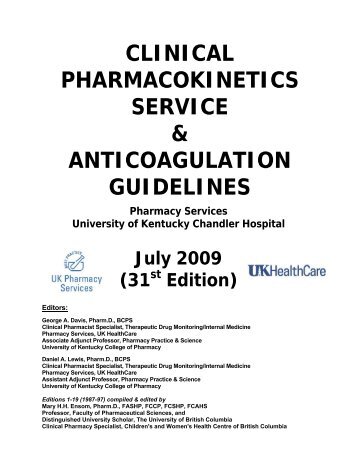 Clinical Pharmacokinetics Service and Anticoagulation Guidelines