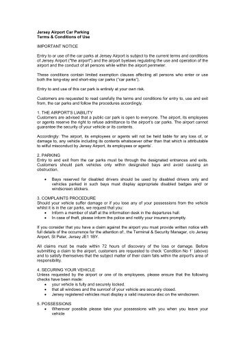 Jersey Airport Car Parking Terms & Conditions of Use IMPORTANT ...