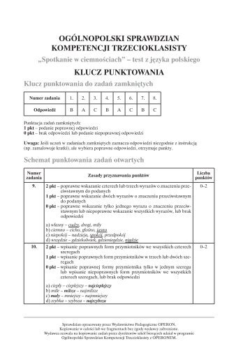 ogÃ³lnopolski sprawdzian kompetencji trzecioklasisty klucz ... - Polska