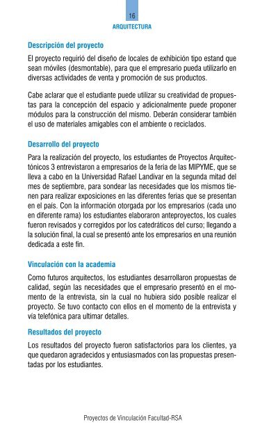 Proyectos de vinculación 2011 - Universidad Rafael Landívar