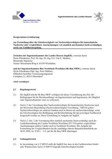 Kooperationsvereinbarung Schall - Ingenieurkammer Hessen