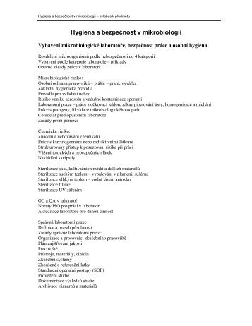 Hygiena a bezpečnost v mikrobiologii