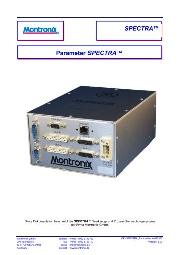 Bedienungsanleitung SPECTRAÃ¢Â„Â¢ SPECTRA ... - Montronix