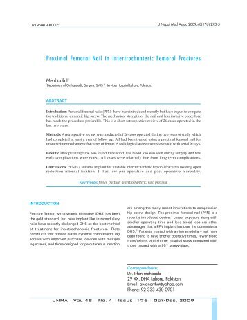 Proximal Femoral Nail in Intertrochanteric Femoral Fractures
