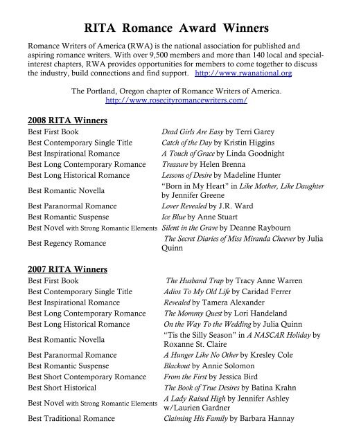 RITA Award Winners