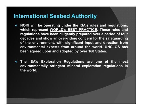 Presentation - International Seabed Authority