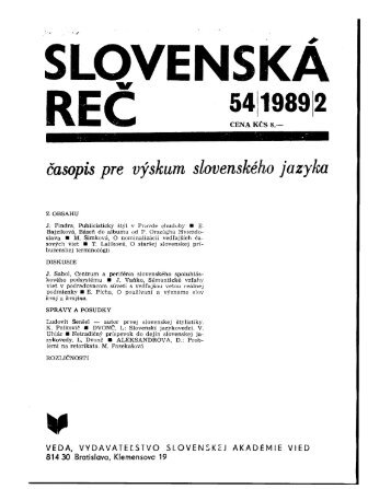 Äasopis pre vÃ½skum slovenskÃ©ho jazyka - JazykovednÃ½ Ãºstav ...