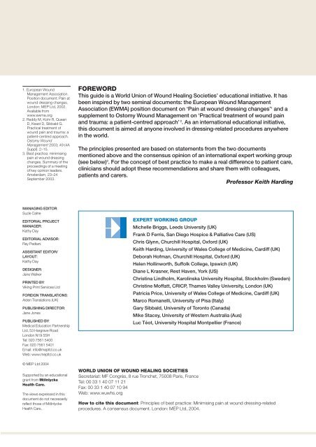 Minimising pain at wound dressing-related procedures A ... - Less Pain